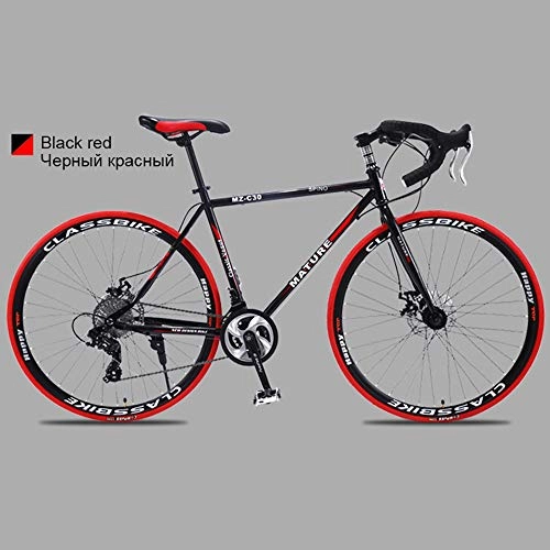 Rennräder : BSWL 700C Rennrad Aus Aluminiumlegierung 21 Rennrad Mit 27 Und 30 Geschwindigkeiten Zwei-Scheiben-Sand-Rennrad Ultraleichtes Fahrrad, Black red, 30
