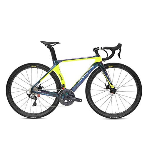 Rennräder : Carbon Rennrad 700C Carbon Rennräder Fahrrad mit Shimano UT / R8000-22 Speed Schaltgruppe 700C Reifen, Gelb, 52cm