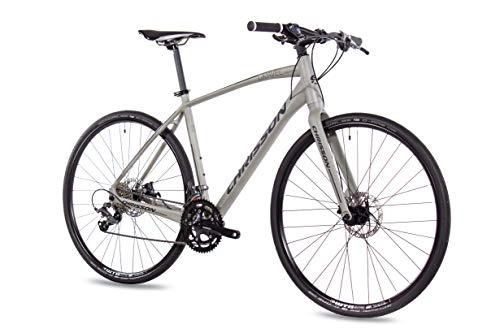 Rennräder : CHRISSON 28 Zoll Gravel Bike Urban One grau matt 52 cm, Urbanrad mit 16 Gang Shimano Claris Schaltung, Cross Rennrad für Damen und Herren