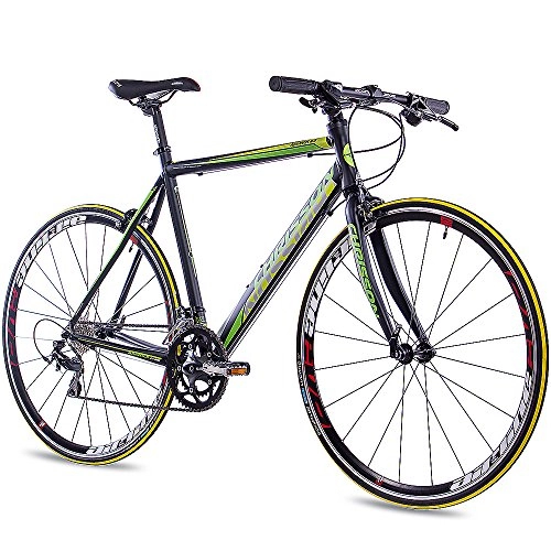 Rennräder : CHRISSON 28 Zoll Rennrad Fitnessrad AIRWICK 2.0 schwarz 56 cm mit 28 Gang Shimano 105 Schaltung, Urban Fahrrad für Damen und Herren, Road Bike