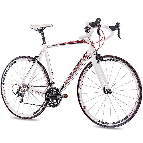 Rennräder : CHRISSON 28 Zoll Rennrad Road Bike - Reloader Weiss 59 cm mit 20 Gang Shimano 105 Schaltung - Straßenrennrad mit Carbon Gabel für Damen und Herren