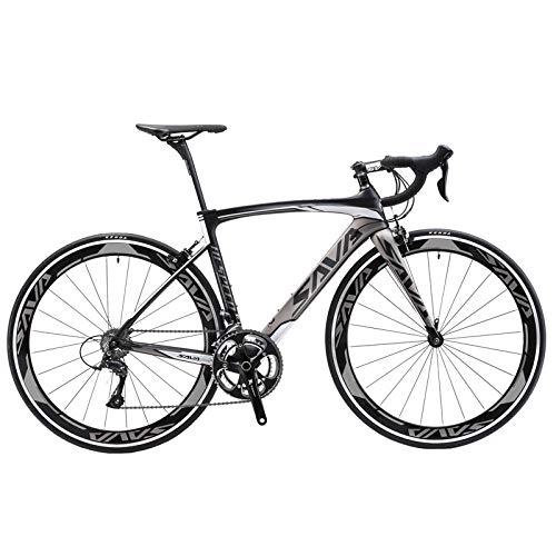 Rennräder : cuzona Rennrad 700c Carbon Rennrad Speed Carbon Rennrad Carbon Bike mit Shimano 105 R7000 EU de Route-Black_Grey_44cm_Poland