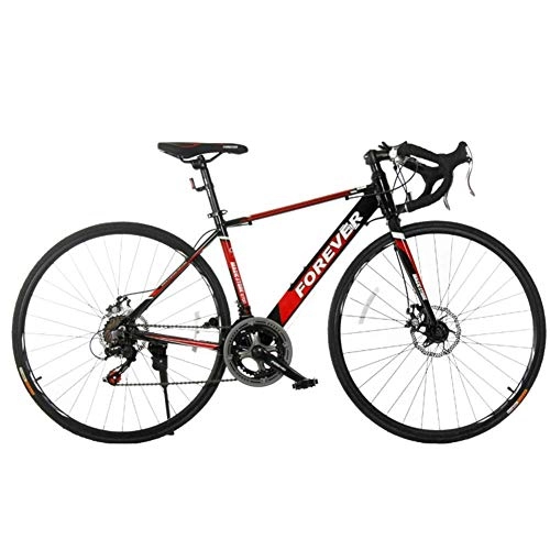Rennräder : Cxmm 14-Gang-Rennrad, 27-Zoll-Scheibenbremsen für Erwachsene Leichtes Aluminium-Rennrad, Verstellbarer Sitz und Lenker, 700 * 25C-Räder, Rot, Rot