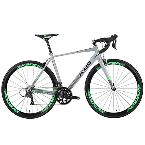 Rennräder : Cxmm Rennrad, 16-Gang-Rennrad für Erwachsene, 480 mm ultraleichtes Aluminium-Aluminiumrahmen-City-Pendlerfahrrad, perfekt für Touren auf Straßen- oder Schotterwegen, Blau, Silber