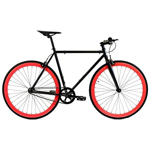 Rennräder : CXSMKP Fixed Gear Single Speed-Fahrrad 41 Mm, V-Bremse, Kohlenstoffstahl, Keine Federung, Anzug Für Erwachsene Jugendliche Kind Student, Schwarz