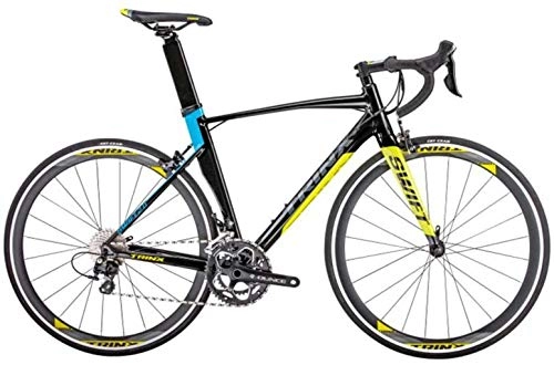 Rennräder : DIMPLEYA Adult Rennrad, 22 Speed-Ultra-Light Aluminium-Straen-Fahrrad, Carbon-Faser-Gabel, Rennrad, 700C Rad, Silber, Schwarz
