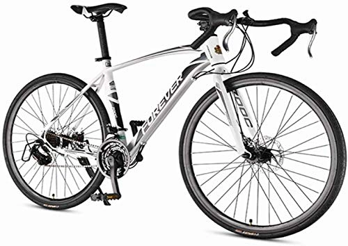 Rennräder : DIMPLEYA Mnner Rennrad, 21 Speed-High-Carbon Stahlrahmen-Straen-Fahrrad, voller Stahl Rennrad Doppelscheibenbremse, 700 * 28C Rder, Weiss, Wei