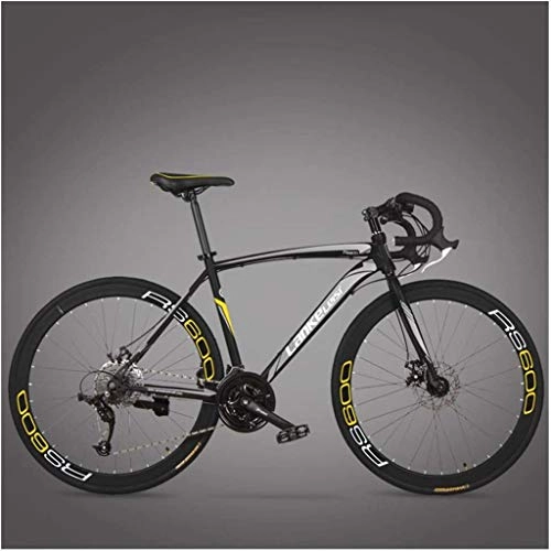 Rennräder : DIMPLEYA Rennrad, Erwachsene hochgekohlt Stahlrahmen Ultra-Light Fahrrad, Carbon-Faser-Gabel Endurance-Straen-Fahrrad, Fahrrad, 3 Spoke Schwarz, 27 Geschwindigkeit, Schwarz, 27 Geschwind.