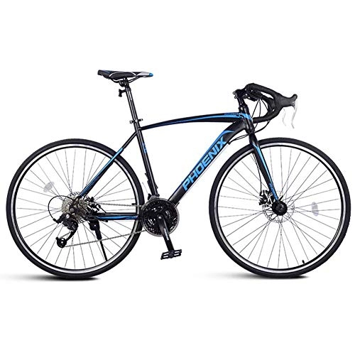 Rennräder : DJYD Adult Rennrad, Männer Rennrad mit Doppelscheibenbremse, High-Carbon Stahlrahmen-Straßen-Fahrrad, Stadt-Dienstprogramm Fahrrad, Blau, 21 Geschwindigkeit FDWFN (Color : Blue, Size : 27 Speed)