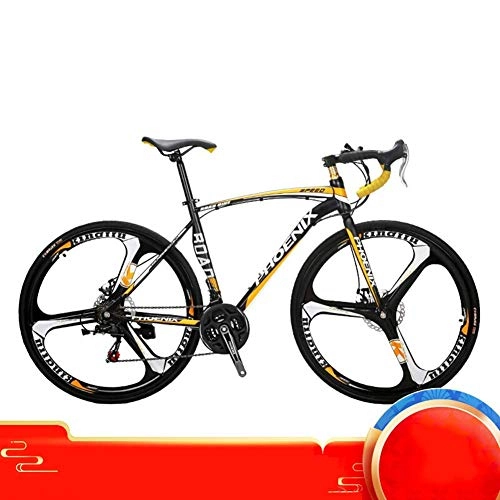 Rennräder : Dpliu 24" Rennrad, 21 / 27 Geschwindigkeit Scheibenbremse mit Variabler Geschwindigkeit Fahrrad-Aluminium-Legierung Rad-Stahl-Rahmen (Color : Yellow, Size : 27 Speed)