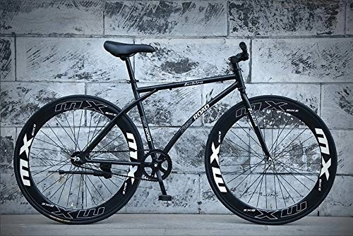 Rennräder : Dszgo High Carbon Stahlrahmen Erwachsene Fahrrad, Junge Männer und Frauen-Straßen-Fahrrad, Studenten Fahrrad, gerader Griff 26 Zoll 60 Messer, Städtische Reiten, reines Schwarz Farbe