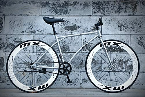 Rennräder : Dszgo Junge Männer und Frauen Studenten Reiten Fahrräder Gerade 26 Zoll 60 Messer Städtische Straßen-Fahrrad Erwachsene Fahrrad-Titan-Silber High Carbon Stahlrahmen Modetrend