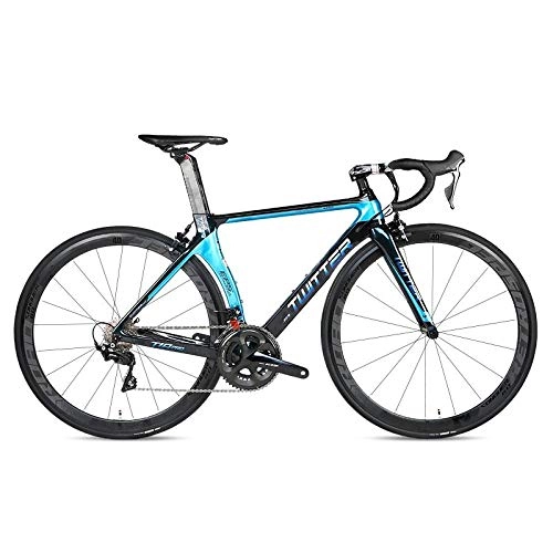 Rennräder : Edman Fahrrad, farbwechselndes ultraleichtes Carbon-Rennrad, 22-Gang-Räder mit 700 ° C, rutschfeste Griffe, Rennwagen mit brechendem Wind-Schwarz Blau_54cm