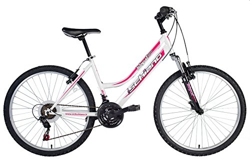 Rennräder : F.lli Schiano - Integral Mountainbike - Damenfahrrad mit Shimano 6-Gangschaltung und Gabelfederung, damen, 8055765041067, Bianco / Viola, Small