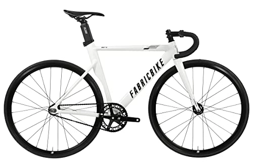 Rennräder : FabricBike AERO - Fixed Gear Fahrrad, Single Speed Fixie Starre Nabe, Aluminium Rahmen und Carbon-Gabel, Räder 28", 5 Farben, 3 Größen, 7.95 kg (Größe M) (Glossy White & Black, M-54cm)