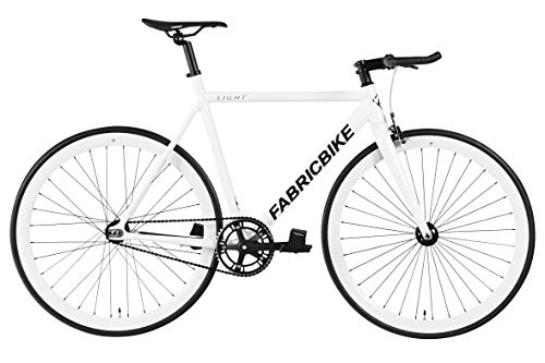 Rennräder : FabricBike Light - Fixed Gear Fahrrad, Single Speed Fixie Starre Nabe, Aluminium Rahmen und Gabel, Räder 28", 4 Farben, 3 Größen, 9.45 kg (Größe M) (Light Fully Glossy White, L-58cm)