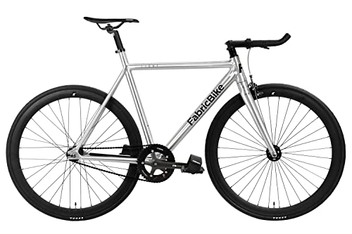Rennräder : FabricBike Light - Fixed Gear Fahrrad, Single Speed Fixie Starre Nabe, Aluminium Rahmen und Gabel, Räder 28", 4 Farben, 3 Größen, 9.45 kg (Größe M) (M-54cm, Light Polished)
