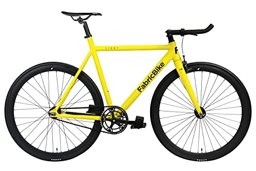 Rennräder : FabricBike Light - Fixed Gear Fahrrad, Single Speed Fixie Starre Nabe, Aluminium Rahmen und Gabel, Wheels 28", 4 Colours, 3 Sizes, 9.45 kg (M Size) (Light Matte Yellow, M-54cm)