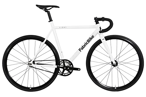 Rennräder : FabricBike Light PRO - Fixed Gear Fahrrad, Single Speed Fixie Starre Nabe, Aluminium Rahmen und Gabel, Räder 28", 6 Farben, 3 Größen, 8.45 kg (Größe M) (L-58cm, Light Pro Glossy White)