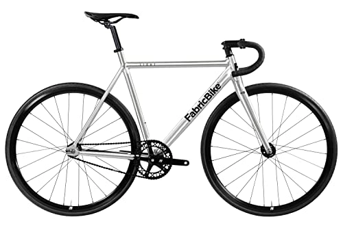 Rennräder : FabricBike Light PRO - Fixed Gear Fahrrad, Single Speed Fixie Starre Nabe, Aluminium Rahmen und Gabel, Räder 28", 6 Farben, 3 Größen, 8.45 kg (Größe M) (Light Pro Polished, L-58cm)