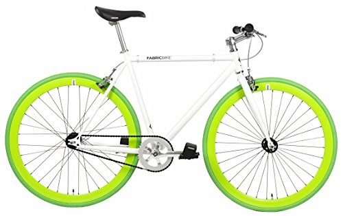 Rennräder : FabricBike - Original Collection, Hi-Ten Stahl, Fahrrad Fixed Gear, Single Speed, Urban Commuter, 8 Farben und 3 Größen, 10 Kg (Space White & Green, S-49cm)