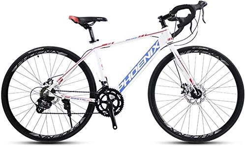 Rennräder : Fahrrad Adult Rennrad, 14 Geschwindigkeit 700C Räder Straßen-Fahrrad, Alu-Rahmen-Fahrrad mit Scheibenbremsen, ideal for unterwegs oder Dirt Trail Touring (Color : White)