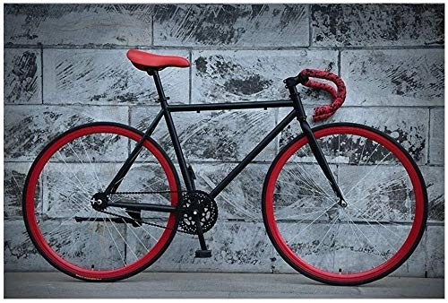 Rennräder : Fahrräder, Fahrrad, Fahrrad, 26 Zoll, Single Speed, Fahrräder, Reverse-Bremsanlage, Fixed Gear, High Carbon Stahl, Bike, Rennrad, Männer Frauen Universal, (Color : Black Red)
