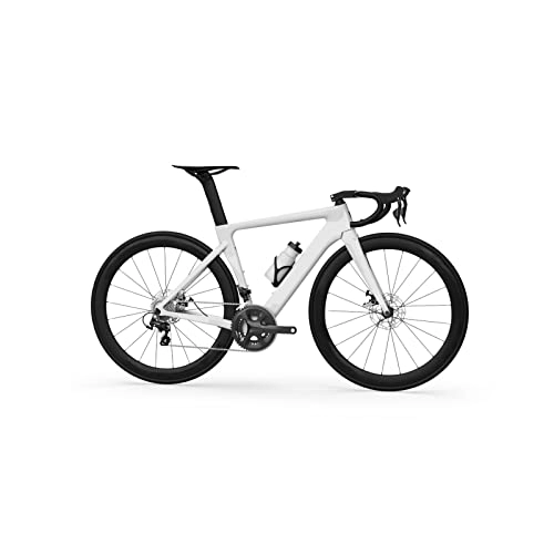 Rennräder : Fahrräder für Erwachsene Carbon Fiber Road Bike Complete Road Bike Kit Cable Routing kompatibel (Color : White, Size : L)