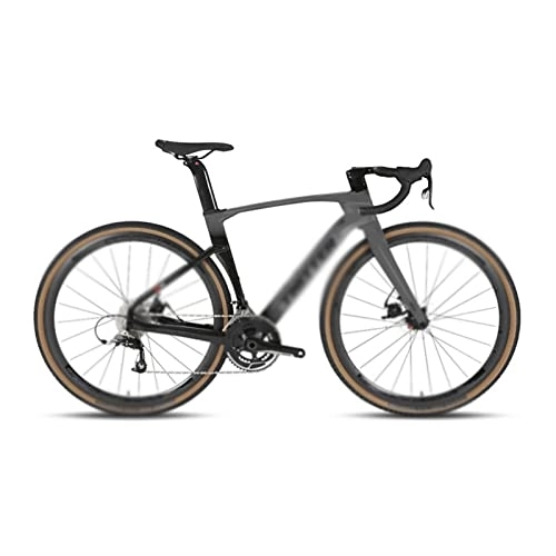 Rennräder : Fahrräder für Erwachsene Road Bike Disc Brake Fully Hidden Cable Carbon Fiber Handlebar Use Groupset (Color : Black, Size : 22_45CM)