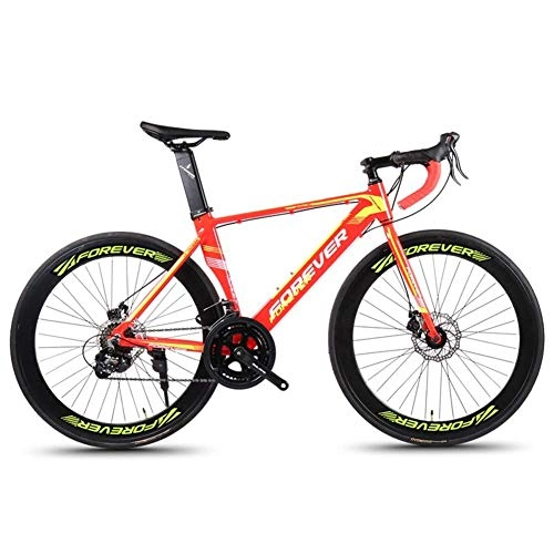 Rennräder : FANG 14 Gang-Schaltung Rennrad Fahrrad, Aluminium Rahmen Ultra-Licht Fahrrad, Herren Damen Race Rennrad, Starre Nabe, 700 * 28C Reifen, Orange