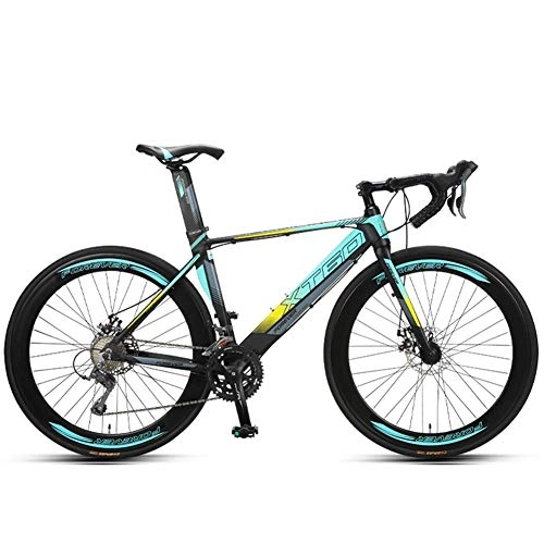 Rennräder : FANG 700C Rennrad Fahrrad, Erwachsenen Aluminium Rahmen Ultra-Licht Fahrrad, Scheibenbremsen, Race Rennrad für Damen und Herren, Grün, 16 Speed