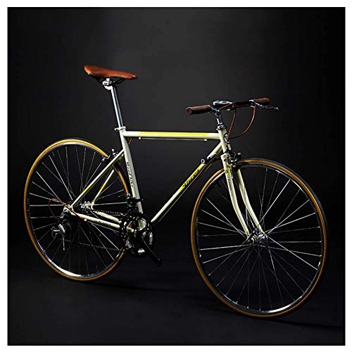 Rennräder : FANG Erwachsene Rennrad Fahrrad, 14 Gang-Schaltung Retro Rahmen aus Kohlenstoffstahl Fahrräder, Ultra-Licht Fahrrad mit Doppel-V-Bremse, Weiß, Straight Handle