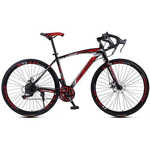 Rennräder : FXMJ Carbon Rennrad, Vollgefedertes Road 700C Rad, 21-Gang Scheibenbremsen, Rennrad Für Männer Und Frauen, Rot