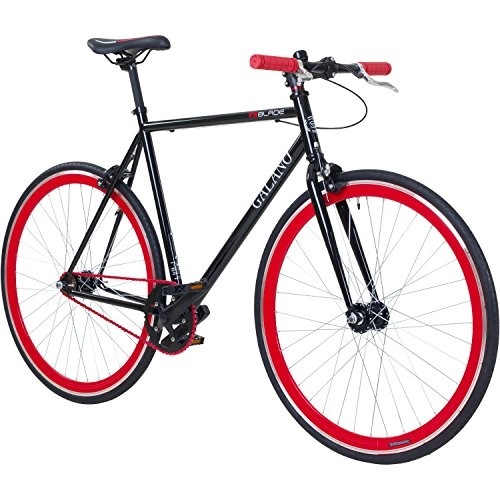 Rennräder : Galano 700C 28 Zoll Fixie Singlespeed Bike Blade 5 Farben zur Auswahl, Rahmengrösse:53 cm, Farbe:schwarz / rot