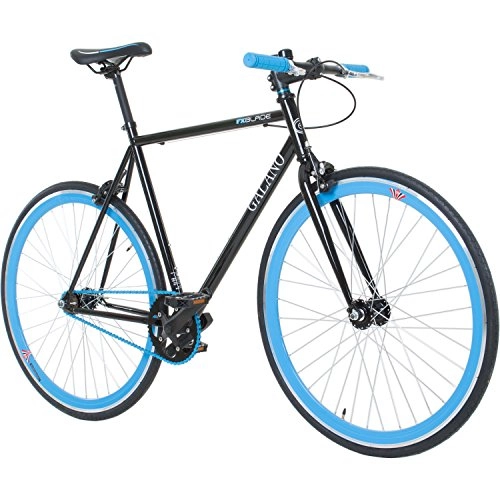 Rennräder : Galano 700C 28 Zoll Fixie Singlespeed Bike Blade 5 Farben zur Auswahl, Rahmengrösse:59 cm, Farbe:Schwarz / Blau