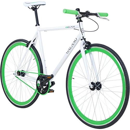 Rennräder : Galano 700C 28 Zoll Fixie Singlespeed Bike Blade 5 Farben zur Auswahl, Rahmengrösse:59 cm, Farbe:Weiss / grün