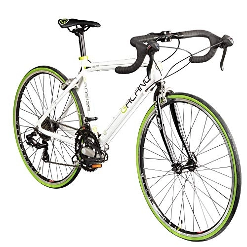 Rennräder : Galano Rennrad 26 Zoll Jugendrad Vuelta STI Jugendfahrrad 14 Gänge Fahrrad (weiß / grün, 44 cm)