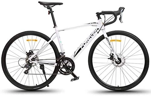 Rennräder : GJZM Mountainbikes 16-Gang-Rennrad Leichtes Aluminium-Rennrad- Ölscheibenbremssystem Erwachsene Männer City-Pendlerfahrrad Perfekt für Straßen- oder Schotterwege in Weiß-Weiß