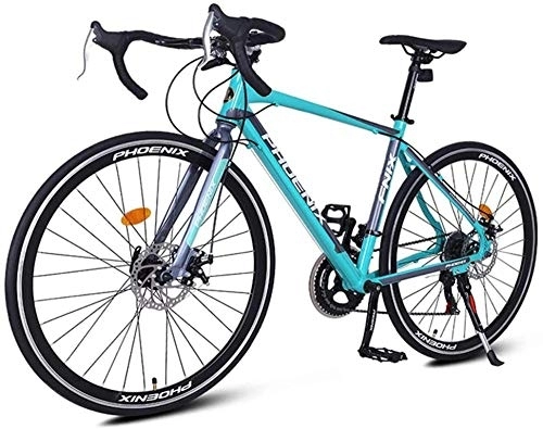 Rennräder : GJZM Mountainbikes Adult Rennrad Leichtes Aluminium-Fahrrad City Commuter-Fahrrad mit Doppelscheibenbremse 700 * 23C Räder One Size White-Blue