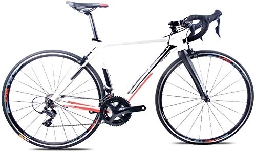 Rennräder : GJZM Mountainbikes Adult Rennrad Professionelles 18- Gang-Rennrad Ultraleichtes Aluminiumrahmen-Doppel-V- Bremsen-Rennrad Perfekt für Straßen- oder Schotterwege Weiß TA30-TA30_Weiß
