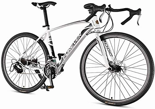 Rennräder : GJZM Mountainbikes Herren Rennrad 21-Gang- Rennrad mit Vollcarbon-Stahlrahmen und Vollstahl- Rennrad mit Doppelscheibenbremse 700 * 28C Räder Weiß-Weiß