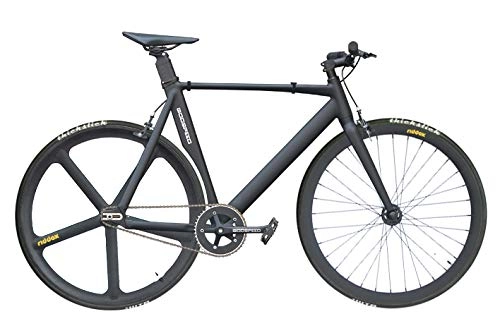 Rennräder : GODSPEED-Bikes Singlespeed Fixie 700C 28" Fahrrad Rennrad Leichter Aluminium Aero-Rahmen Schwarz matt Speedy 3 - SXF (58cm (Ab Körpergröße: 181cm))