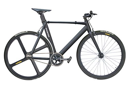 Rennräder : GODSPEED-Bikes Singlespeed Fixie 700C 28" Fahrrad Rennrad Leichter Aluminium Aero-Rahmen Schwarz matt Speedy 4 - HAM (58cm (Ab Körpergröße: 181cm))