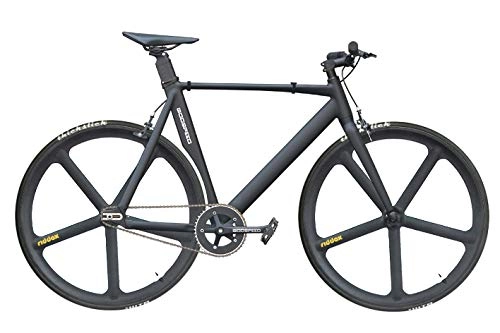 Rennräder : GODSPEED-Bikes Singlespeed Fixie 700C 28" Fahrrad Rennrad Leichter Aluminium Aero-Rahmen Schwarz matt Speedy 5 - HAJ (55cm (Körpergröße: 165-180cm))