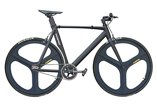 Rennräder : Godspeed Singlespeed Fixie 700C 28" Fahrrad Rennrad Aluminium Rahmen Schwarz matt Speedy 3 - FRA (55cm (Körpergröße: 165-180cm))