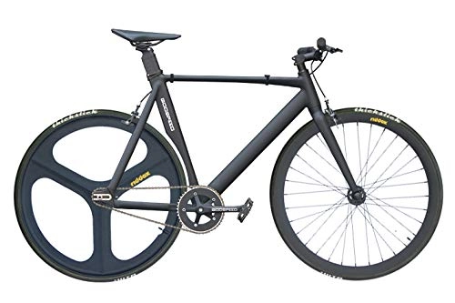 Rennräder : Godspeed Singlespeed Fixie 700C 28" Fahrrad Rennrad Aluminium Rahmen Schwarz matt Speedy 3 - SXF (55cm (Körpergröße: 165-180cm))