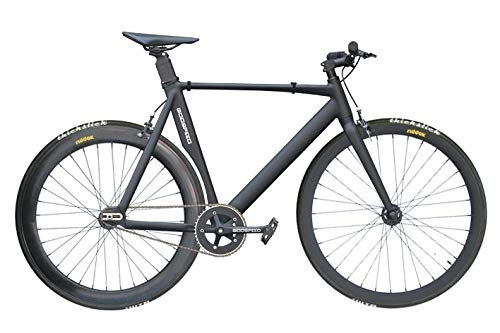 Rennräder : Godspeed Singlespeed Fixie 700C 28" Fahrrad Rennrad Aluminium Rahmen Schwarz matt Speedy 60 - MUC (55cm (Körpergröße: 165-180cm))