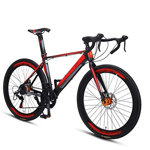 Rennräder : GONGFF 700C Wheels Rennrad, ultraleichtes Aluminiumrahmen-Rennrad, Herren-Frauen-City-Pendlerfahrrad, perfekt für Straßen- oder Dirt-Trail-Touren, rot, 14-Gang