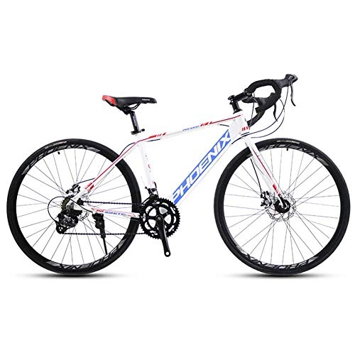 Rennräder : GONGFF Rennrad für Erwachsene, Rennrad mit 14 Geschwindigkeiten und 700C-Rädern, Leichtmetallrahmenrad mit Scheibenbremsen, perfekt für Touren auf der Straße oder im Schmutz, Weiß