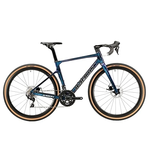 Rennräder : Gravel Bike Rennrad Carbon, 28 Zoll Rennrad 40c Reifen Carbon Rahmen Gabel Lenker Sattelstütze mit Shimano 22 Gänge Scheibenbremse Carbon Fahrrad Herren Damen (Chamäleon Blau, 53cm)